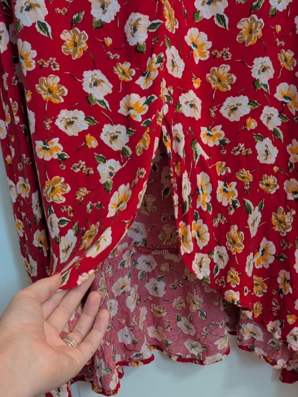 Indigo Rose Red Floral Maxi Dress with Button Front 3X - Picture 6 of 8